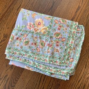 April Cornell Floral Tablecloth Purple Pink Cotton 56 X 94" Border Country